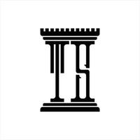 monograma de logotipo ts com modelo de design de forma de pilar vetor