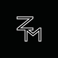 monograma do logotipo zm com modelo de design de estilo de linha vetor