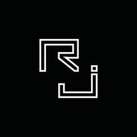 monograma de logotipo rj com modelo de design de estilo de linha vetor