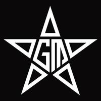 monograma de logotipo gm com modelo de design em forma de estrela vetor