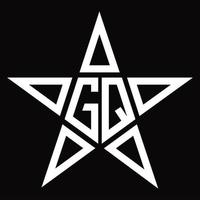 monograma de logotipo gq com modelo de design em forma de estrela vetor