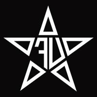 monograma de logotipo fu com modelo de design em forma de estrela vetor