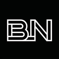 monograma do logotipo bn com espaço negativo de estilo de linha vetor