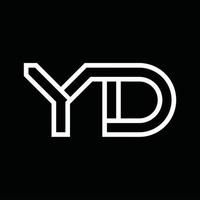 monograma de logotipo yd com espaço negativo de estilo de linha vetor