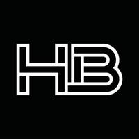 monograma do logotipo hb com espaço negativo de estilo de linha vetor