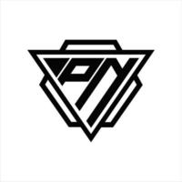 monograma de logotipo pn com modelo de triângulo e hexágono vetor