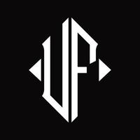 monograma de logotipo uf com modelo de design isolado de forma de escudo vetor