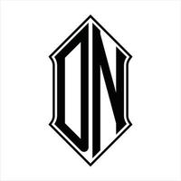 monograma do logotipo dn com formato de escudo e modelo de design de contorno resumo do ícone do vetor