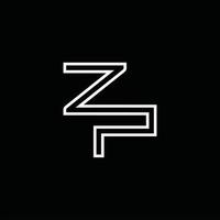 monograma de logotipo zp com modelo de design de estilo de linha vetor