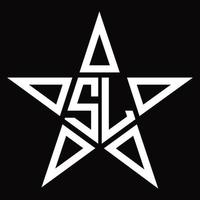 monograma de logotipo sl com modelo de design em forma de estrela vetor