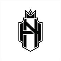 modelo de design de monograma de logotipo nh vetor