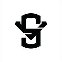 modelo de design de monograma de logotipo sv vetor