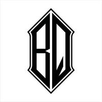 monograma do logotipo bq com formato de escudo e modelo de design de contorno resumo do ícone do vetor