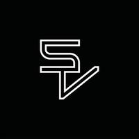 monograma de logotipo sv com modelo de design de estilo de linha vetor