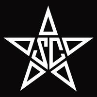 monograma de logotipo zc com modelo de design em forma de estrela vetor