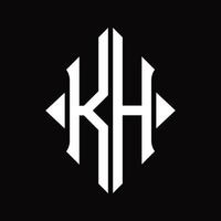 monograma de logotipo kh com modelo de design isolado de forma de escudo vetor