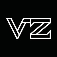 monograma do logotipo vz com espaço negativo de estilo de linha vetor