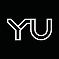 monograma do logotipo yu com espaço negativo de estilo de linha vetor