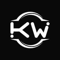 monograma de logotipo kw com modelo de design de forma de fatia arredondada de círculo vetor