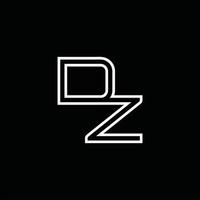 monograma de logotipo dz com modelo de design de estilo de linha vetor