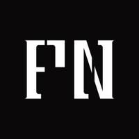 monograma do logotipo fn com modelo de design de fatia média vetor