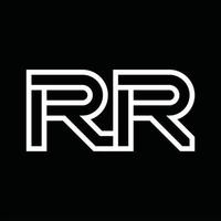 monograma do logotipo rr com espaço negativo de estilo de linha vetor