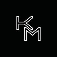 monograma de logotipo km com modelo de design de estilo de linha vetor