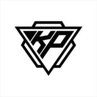 monograma do logotipo kp com modelo de triângulo e hexágono vetor