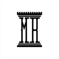 mr logo monograma com modelo de design de forma de pilar vetor
