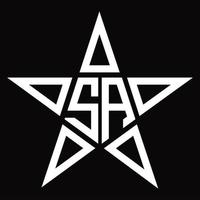 monograma de logotipo sa com modelo de design em forma de estrela vetor