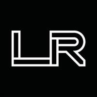monograma do logotipo lr com espaço negativo de estilo de linha vetor