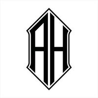 monograma de logotipo ah com formato de escudo e modelo de design de contorno resumo de ícone de vetor
