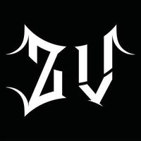 monograma de logotipo zv com modelo de design de forma abstrata vetor