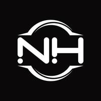 monograma de logotipo nh com modelo de design de forma de fatia arredondada de círculo vetor