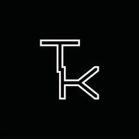 monograma de logotipo tk com modelo de design de estilo de linha vetor