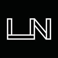 Monograma do logotipo ln com espaço negativo de estilo de linha vetor