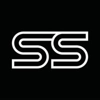 monograma do logotipo ss com espaço negativo de estilo de linha vetor