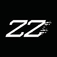 modelo de design de tecnologia de velocidade abstrata de monograma de logotipo zz vetor