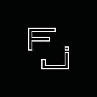monograma do logotipo fj com modelo de design de estilo de linha vetor