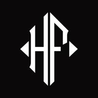 monograma de logotipo hf com modelo de design isolado de forma de escudo vetor