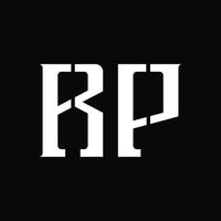 monograma de logotipo rp com modelo de design de fatia média vetor