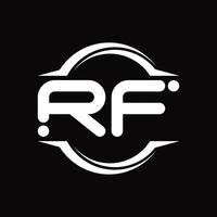 monograma de logotipo rf com modelo de design de forma de fatia arredondada de círculo vetor