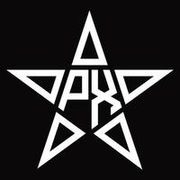 monograma de logotipo px com modelo de design em forma de estrela vetor