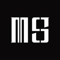 monograma de logotipo ms com modelo de design de fatia média vetor