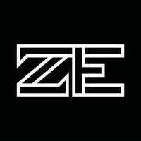 monograma do logotipo ze com espaço negativo de estilo de linha vetor