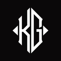 monograma de logotipo kg com modelo de design isolado de forma de escudo vetor