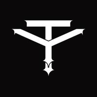 monograma de logotipo yt com modelo de design de estilo vinculado vintage sobreposto vetor
