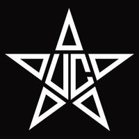 monograma de logotipo uc com modelo de design em forma de estrela vetor