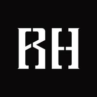 monograma de logotipo rh com modelo de design de fatia média vetor