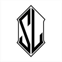 monograma do logotipo zl com forma de escudo e modelo de design de contorno resumo do ícone do vetor